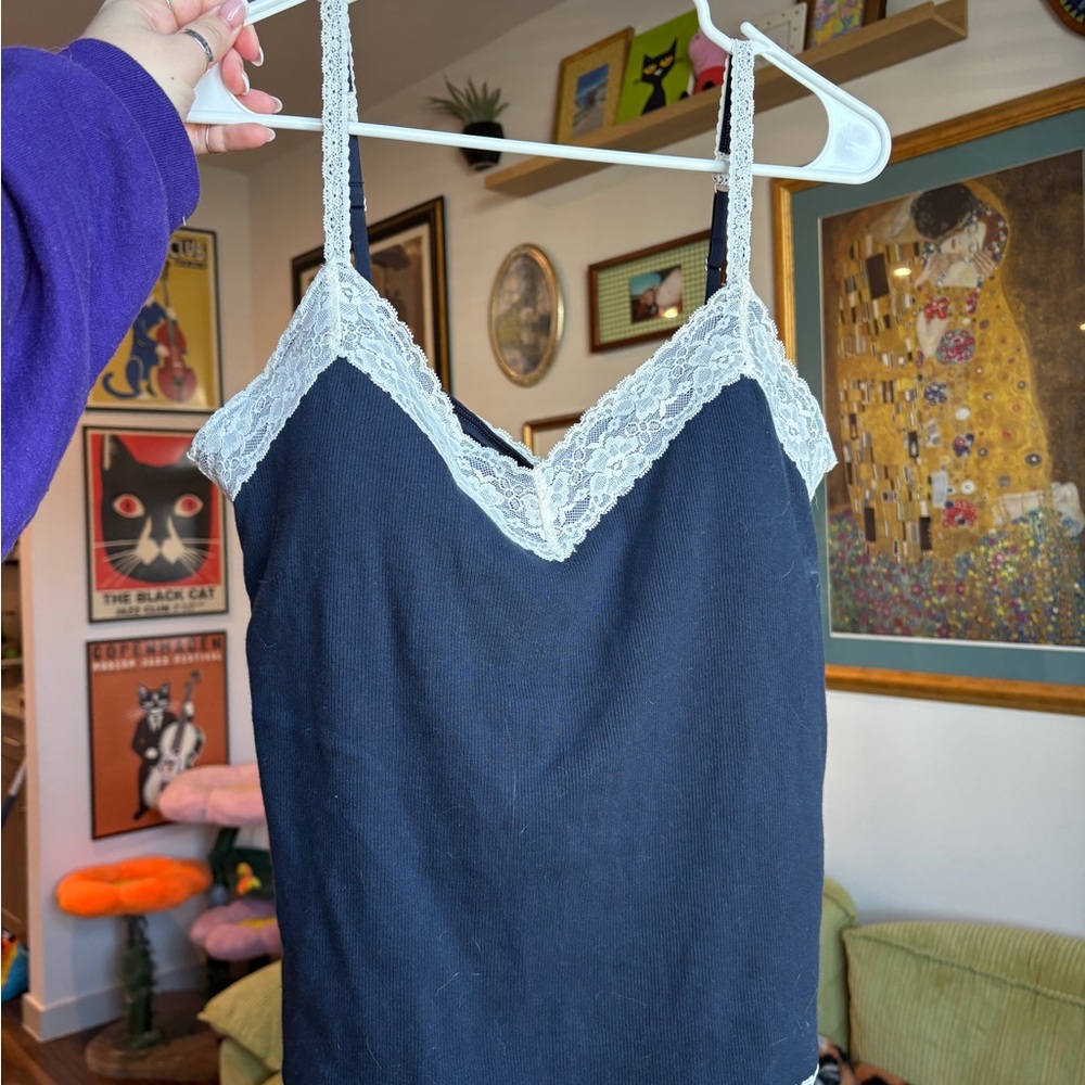 Abercrombie & Fitch Navy Top with White Lace
